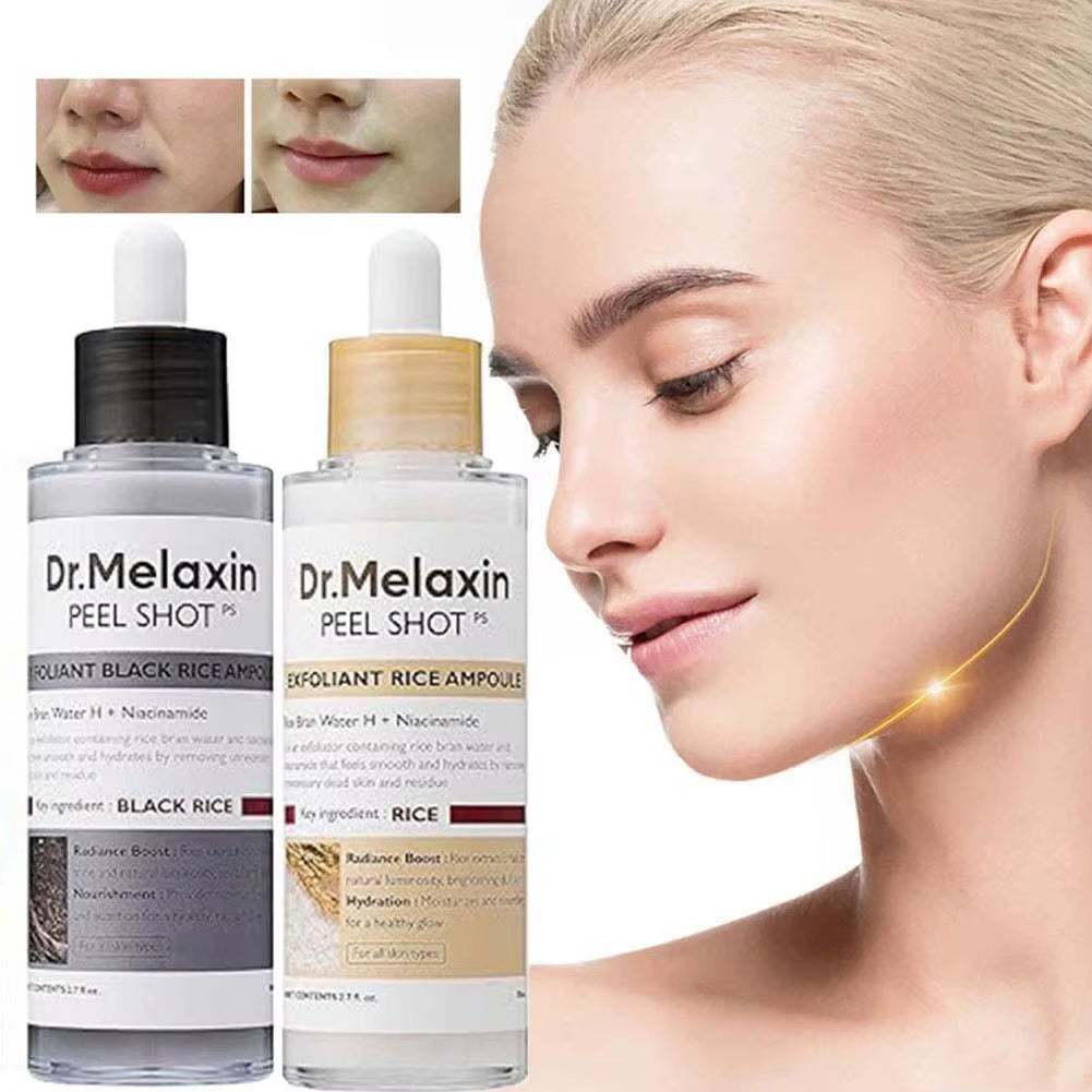 Korean Dr. Melaxin White & Black Rice Exfoliating Essence Gentle Moisturizing Hydrating Softening Skin Care Serum